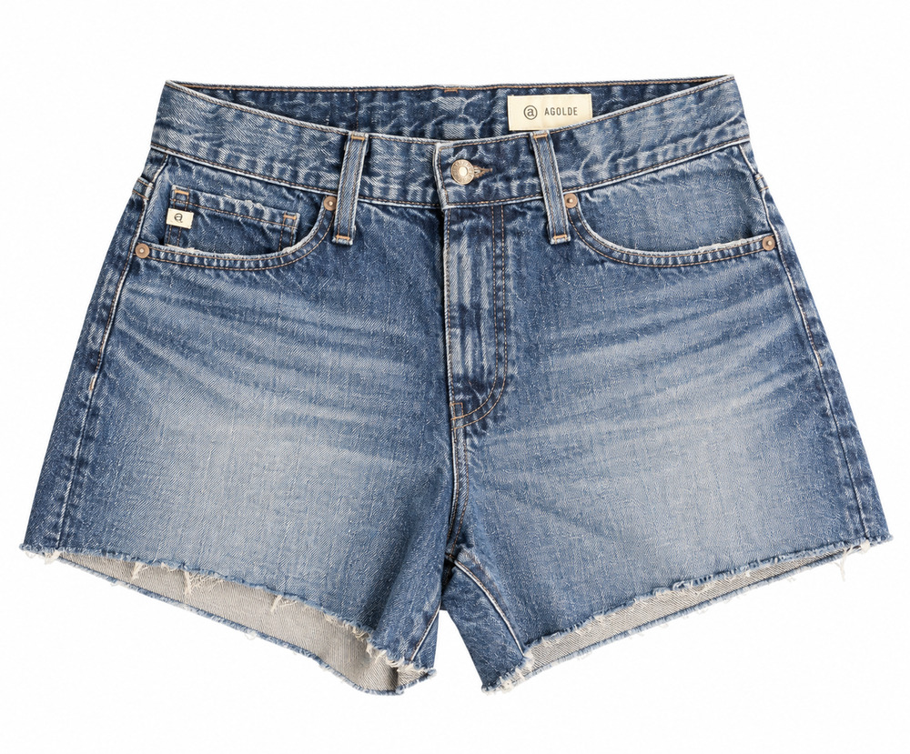 AGOLDE Parker High Rise Relaxed Cutoff Denim Shorts Blue Size 25